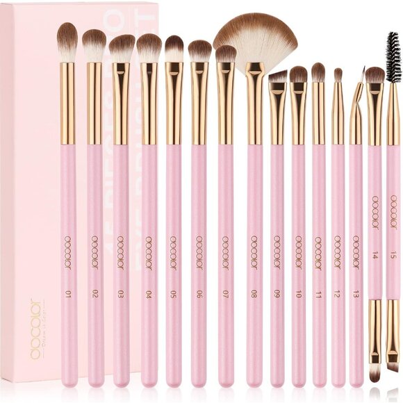 🆕  Makeup Eye Brush Set Synthetic Hair Wooden Handle Blending Concealer Eyebrow - Picture 1 of 9